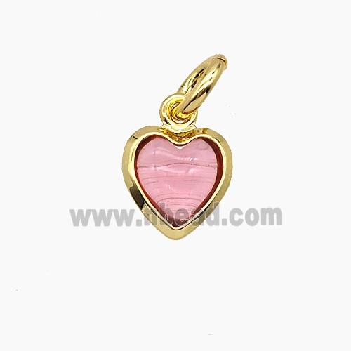 Pink Catseye Glass Heart Pendant