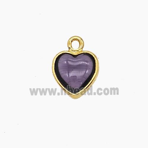 Purple Catseye Glass Heart Pendant