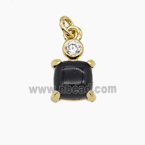 Copper Tortoise Pendant Pave Zirconia Onyx Gold Plated