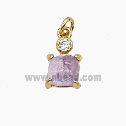 Copper Tortoise Pendant Pave Zirconia Amethyst Gold Plated