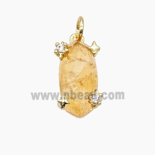 Yellow Citrine Oval Pendant Copper Gold Plated