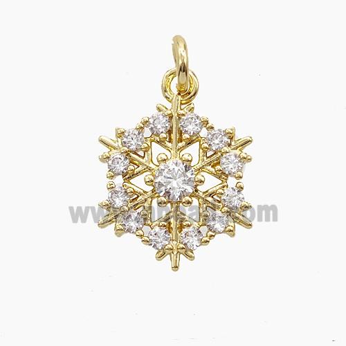 Christmas Snowflake Charms Copper Pendant Micropave Zirconia Gold Plated