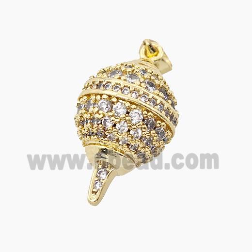 Copper Globe Pendant Micropave Zirconia Gold Plated