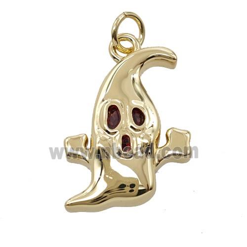Halloween Ghost Charms Copper Pendant Pave Zirconia Gold Plated