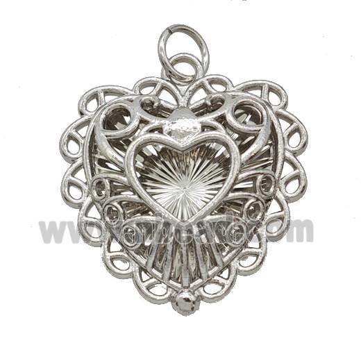 Copper Heart Pendant Hollow Platinum Plated