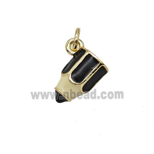 Copper Pencil Pendant Black Enamel Gold Plated