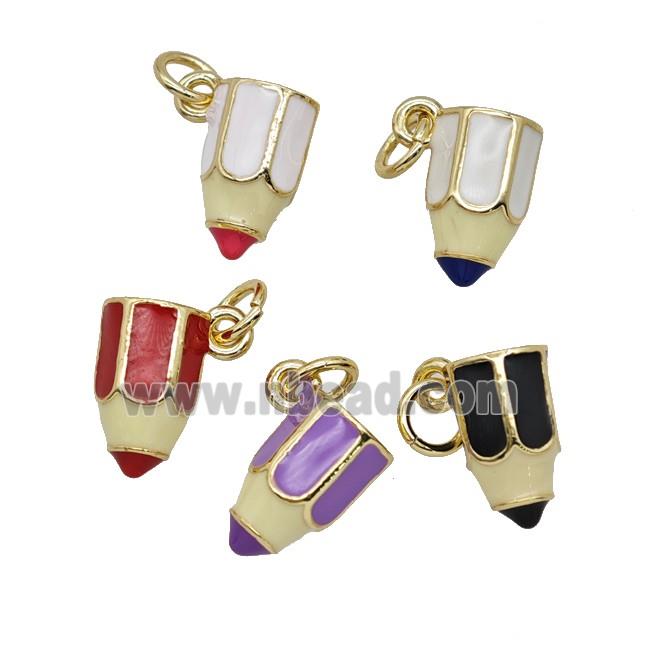 Copper Pencil Pendant Enamel Gold Plated Mixed