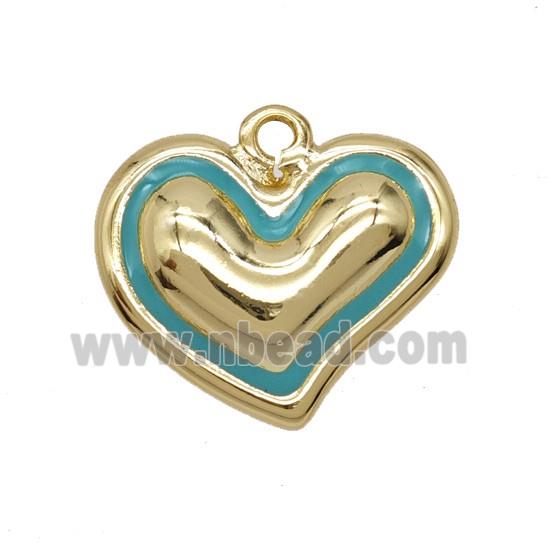 Copper Heart Pendant Teal Enamel Gold Plated