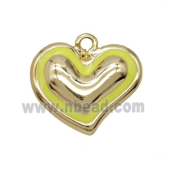 Copper Heart Pendant Yellow Enamel Gold Plated