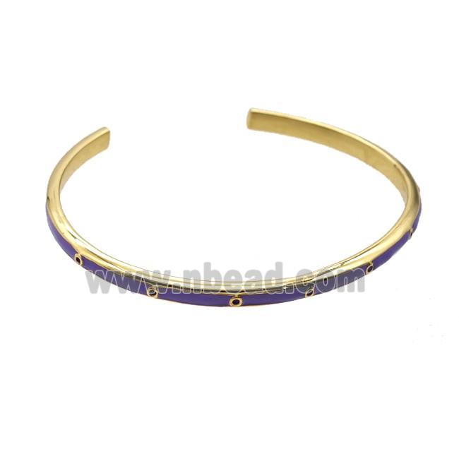 Copper Bangle Lavender Enamel Gold Plated