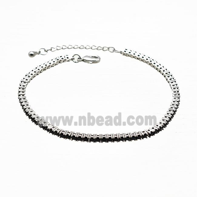 Copper Bracelet Pave Crystal Glass Platinum Plated