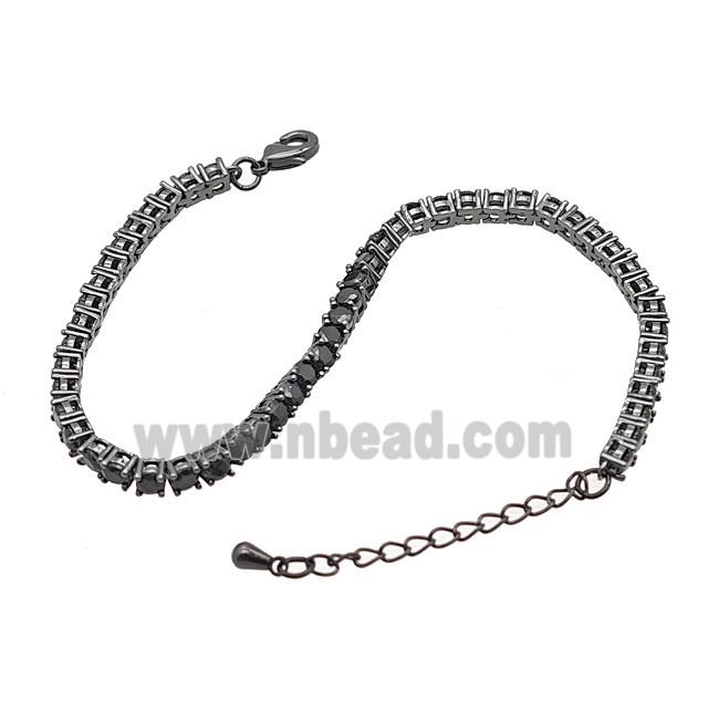 Copper Bracelet Pave Crystal Glass Black Plated