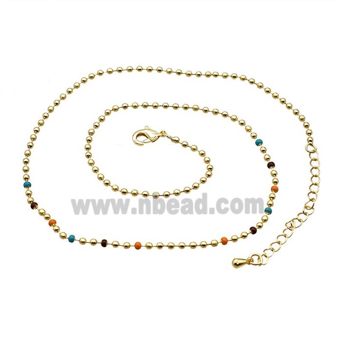 Copper Ball Necklace Chain Gold Plated