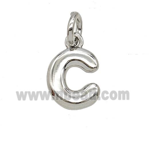 Copper Letter-c Pendant Platinum Plated