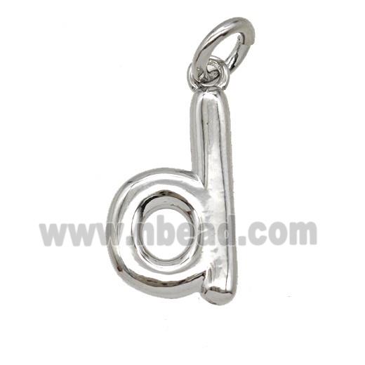 Copper Letter-d Pendant Platinum Plated