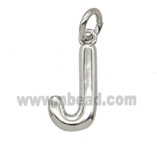 Copper Letter-j Pendant Platinum Plated