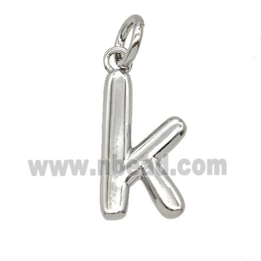 Copper Letter-k Pendant Platinum Plated