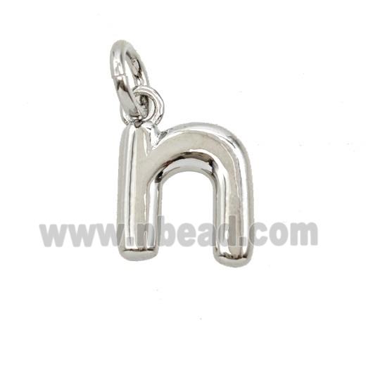 Copper Letter-n Pendant Platinum Plated