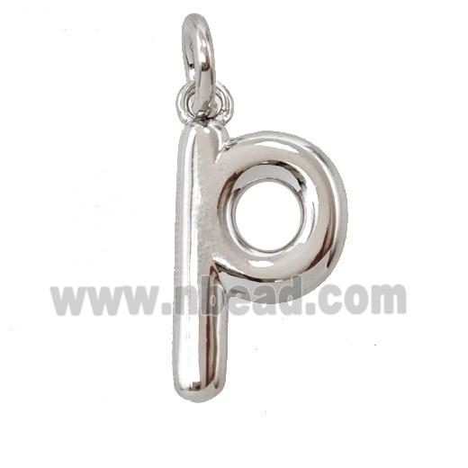 Copper Letter-p Pendant Platinum Plated
