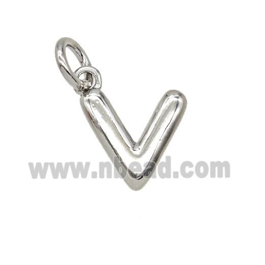 Copper Letter-v Pendant Platinum Plated
