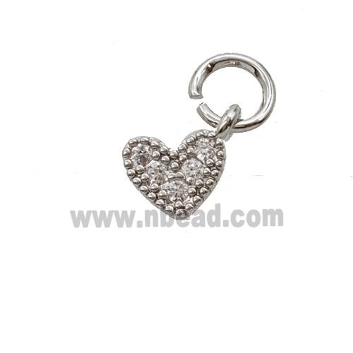 Copper Heart Pendant Pave Zirconia Platinum Plated