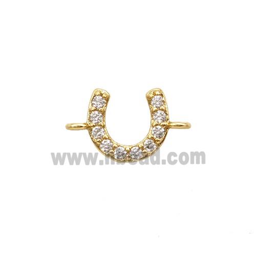 Copper Horse-Shoe Connector Pave Zirconia Gold Plated