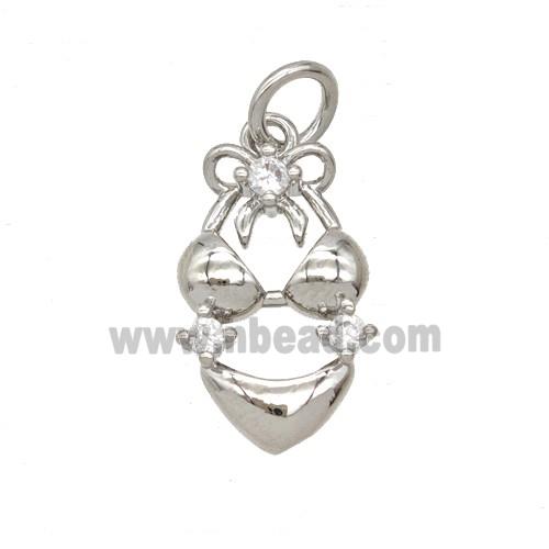 Bikini Charms Copper Underwear Pendant Pave Zirconia Platinum Plated