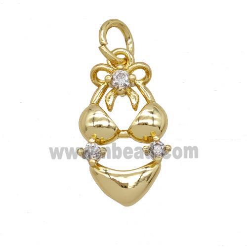 Bikini Charms Copper Underwear Pendant Pave Zirconia Gold Plated