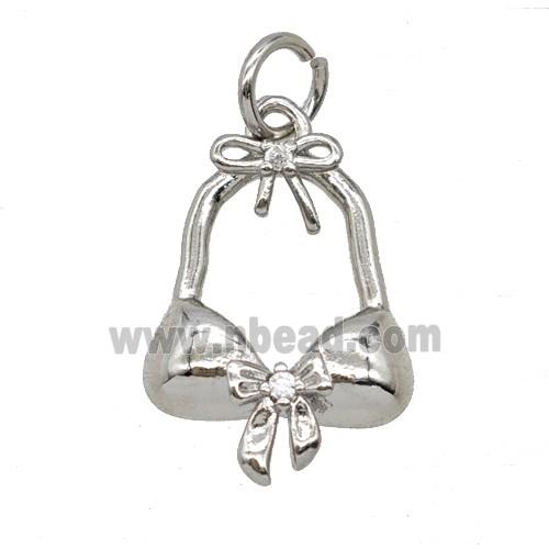 Bra Charms Copper Pendant Pave Zirconia Platinum Plated