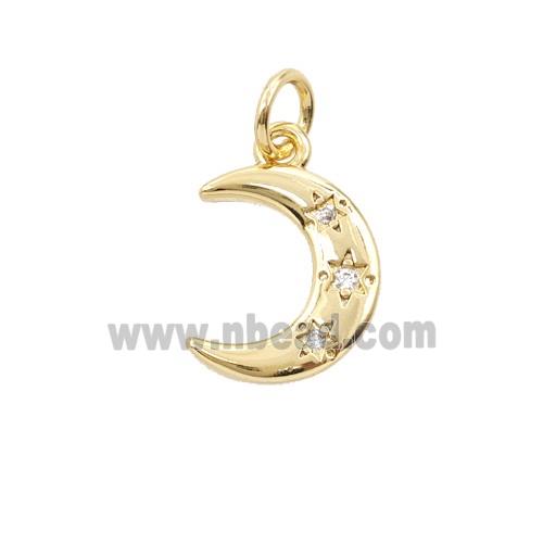 Copper Moon Pendant Pave Zirconia Gold Plated