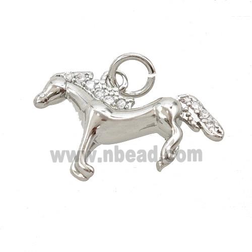 Copper Horse Pendant Pave Zirconia Platinum Plated