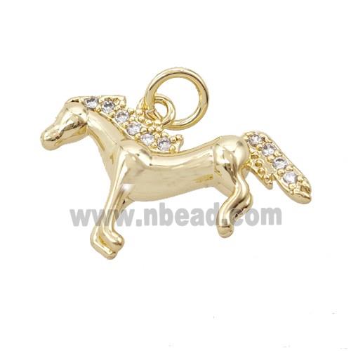Copper Horse Pendant Pave Zirconia Gold Plated