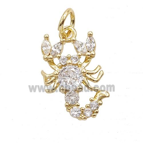 Copper Scorpion Pendant Pave Zirconia Gold Plated