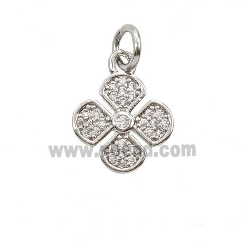 Copper Clover Pendant Pave Zirconia Platinum Plated