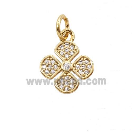 Copper Clover Pendant Pave Zirconia Gold Plated