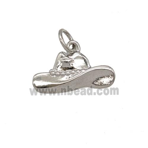 Cowboy Hat Charms Copper Pendant Platinum Plated