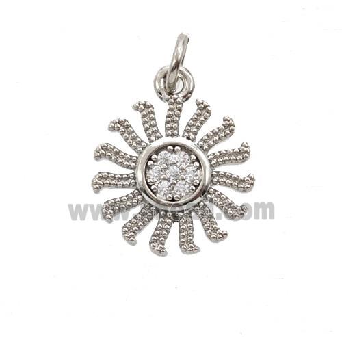 Copper Sun Pendant Pave Zirconia Platinum Plated