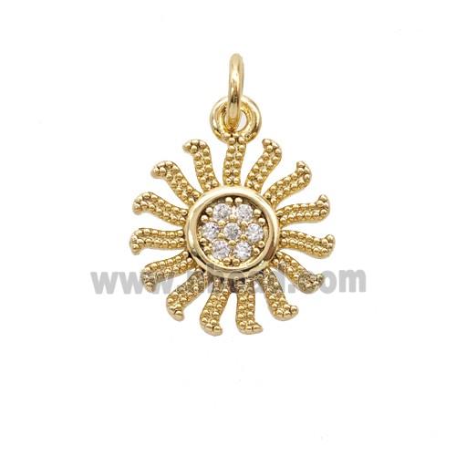 Copper Sun Pendant Pave Zirconia Gold Plated