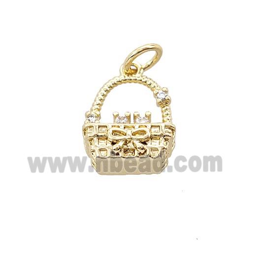 Basket Charms Copper Pendant Pave Zirconia Bowknot Gold Plated