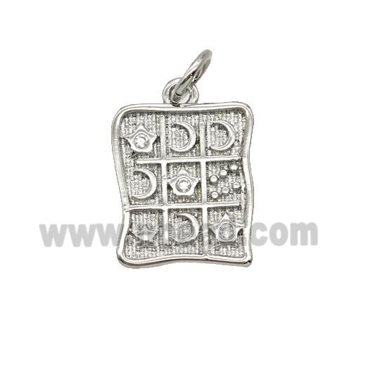 Copper Moon And Star Pendant Pave Zirconia Platinum Plated