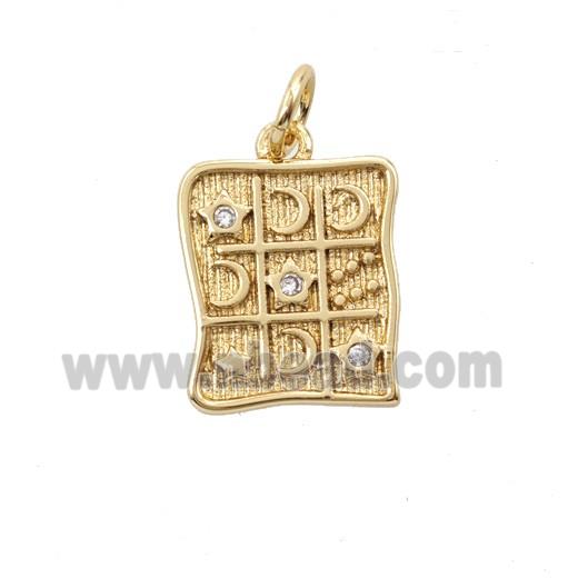 Copper Moon And Star Pendant Pave Zirconia Gold Plated