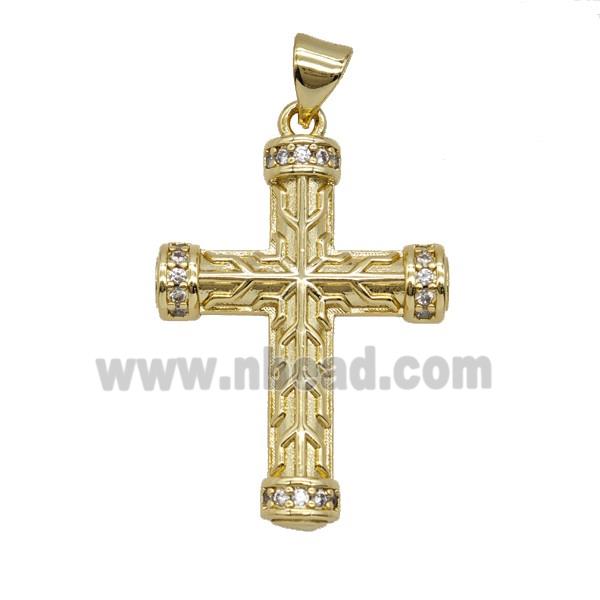 Copper Cross Pendant Pave Zirconia Gold Plated
