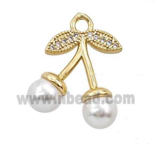 Copper Cherry Pendant Pave Resin Gold Plated