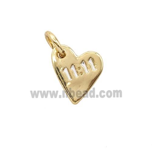 Copper Heart Pendant Double Eleven 11 White Enamel Gold Plated