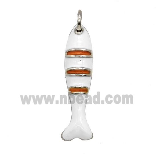 Copper Fish Pendant White Enamel Gold Plated