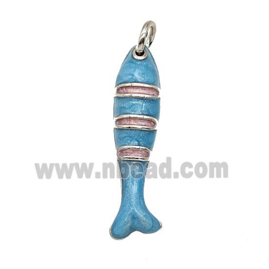 Copper Fish Pendant Blue Enamel Gold Plated