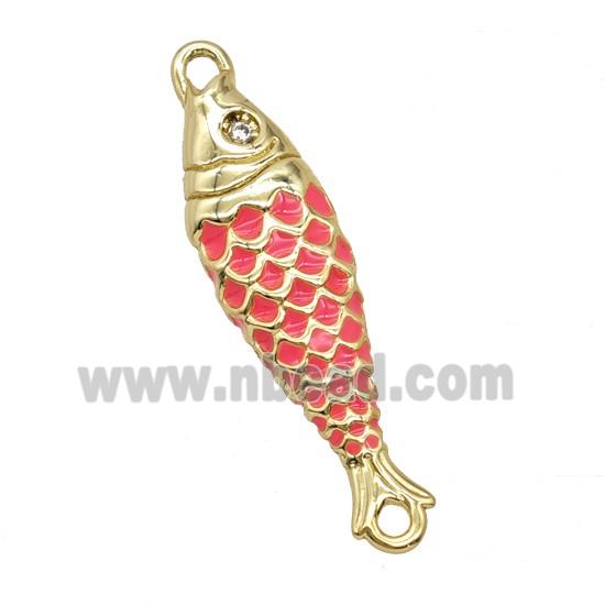 Copper Fish Connector Pink Enamel Gold Plated