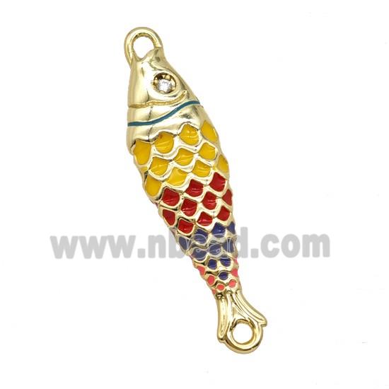 Copper Fish Connector Multicolor Enamel Gold Plated