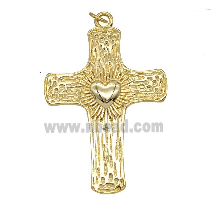 Copper Heart Cross Pendant Gold Plated