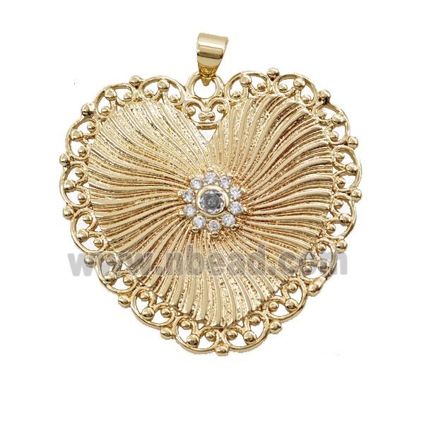 Copper Heart Pendant Pave Zirconia Gold Plated